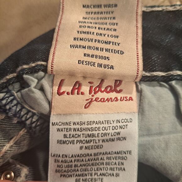 La Idol Womens Shorts Bermuda Length Jeans Jr Size 5 Bling Rhinestone Pockets - Picture 4 of 16